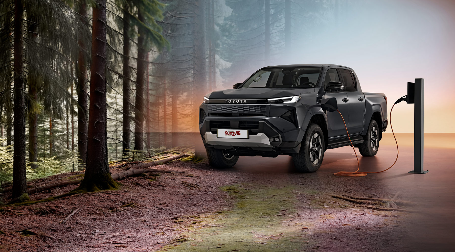Der Toyota Hilux elektrisch bi dinere Garage Kunz in Saland