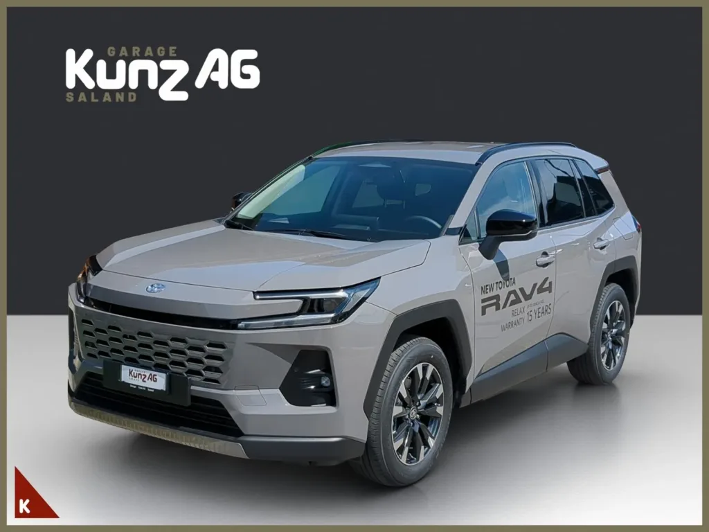 Schrägansicht von vorne links auf einen grauen Toyota RAV4 Plug-In-Hybrid Trend